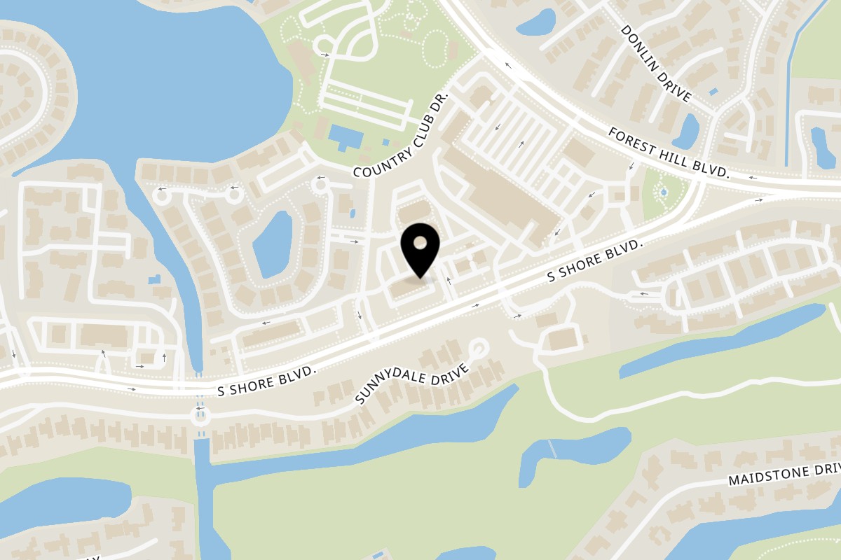 Map showing the location of Spiro's Taverna Wellington on 12020 S Shore Blvd #900 in Wellington
