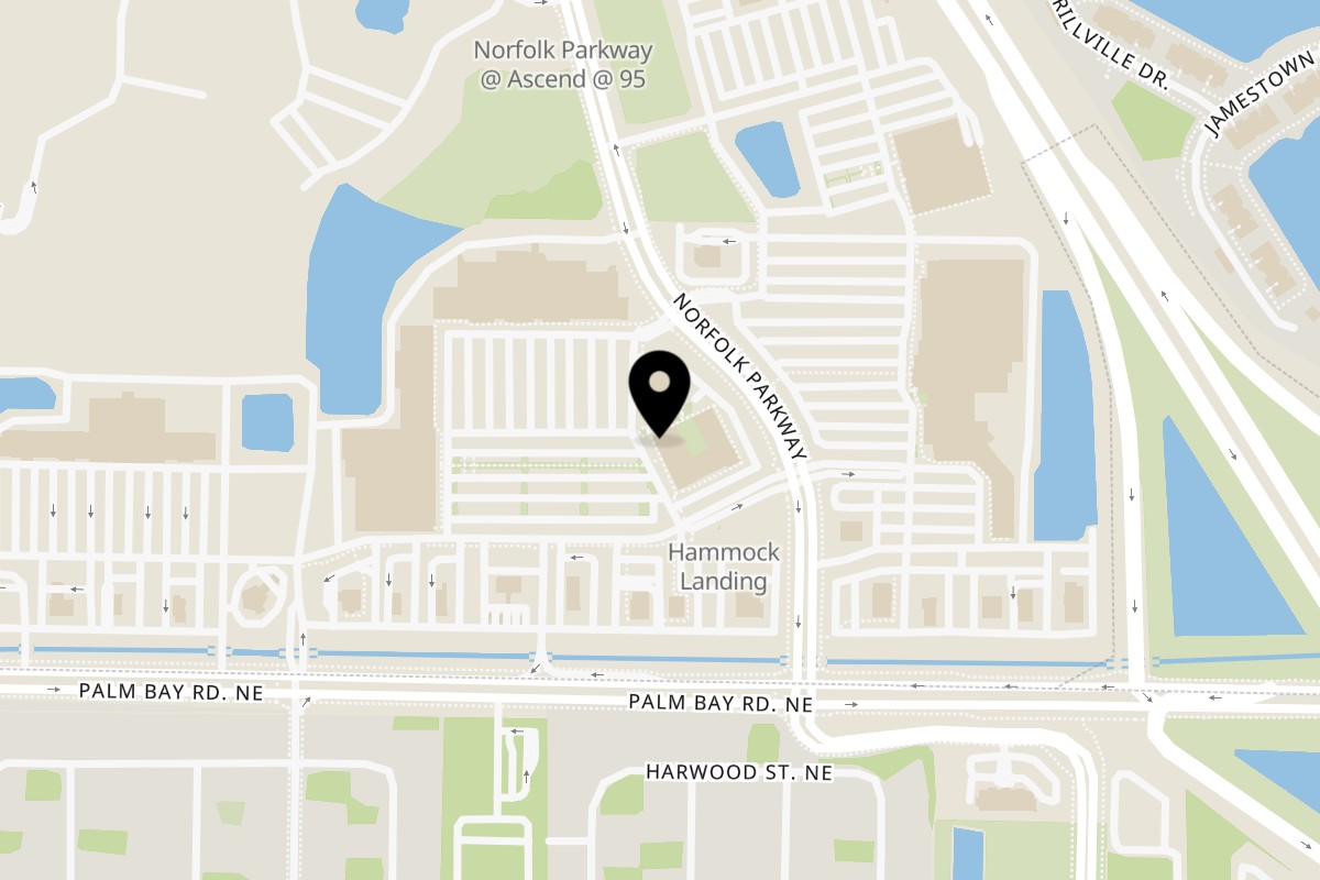 Map showing the location of Spiro's Taverna West Melbourne on 225 Palm Bay Rd NE #172 in Melbourne
